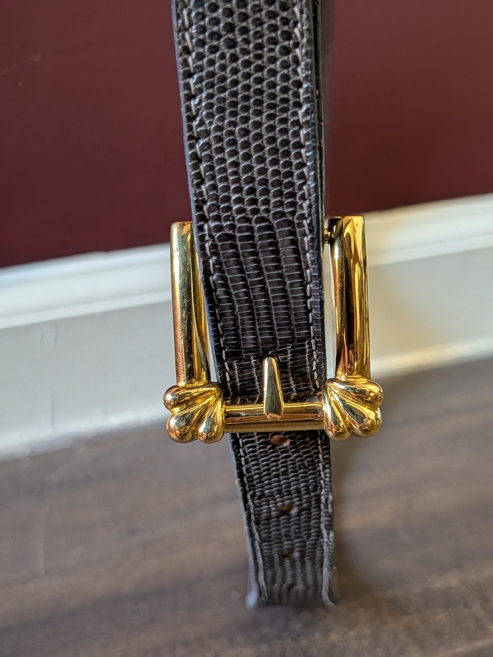 KIESELSTEIN-CORD 925 Sterling Silver Gold Vermeil Lizard Skin MCM Belt 32